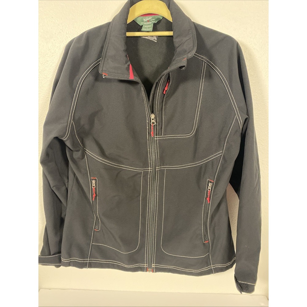 woolrich‎ womens jacket Polyester/spandex Large Black Zip Front Fleece Lined T1